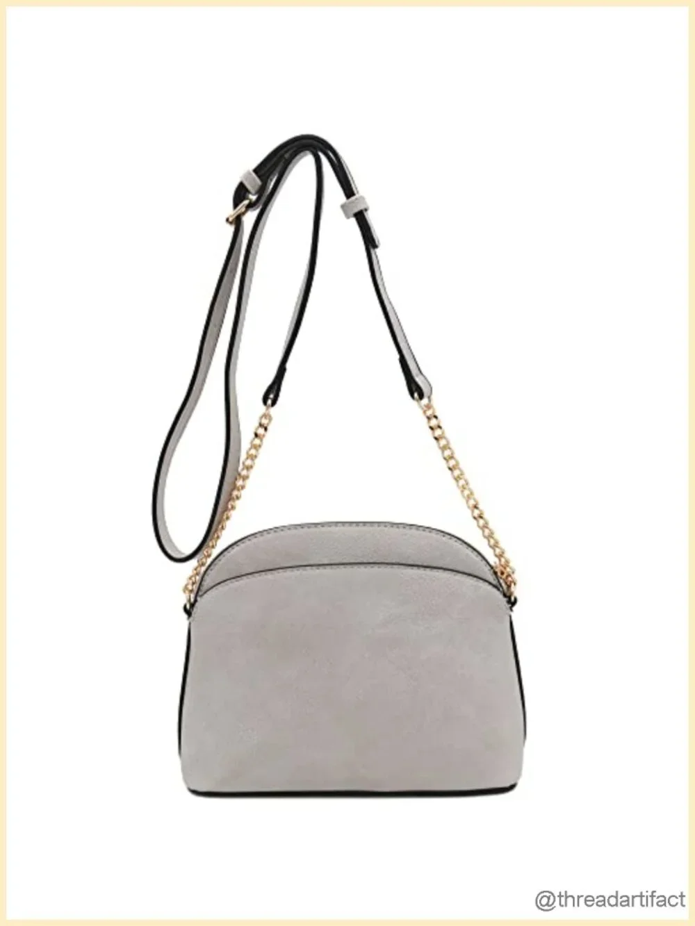 Faux Leather Small Dome Crossbody Bag with Chain Strap